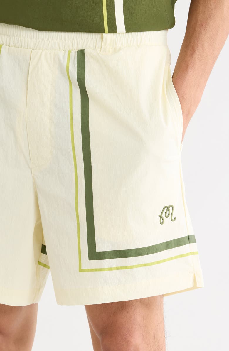 MALBON Scooter Playa Stretch Nylon Drawstring Shorts, Alternate, color, Cream