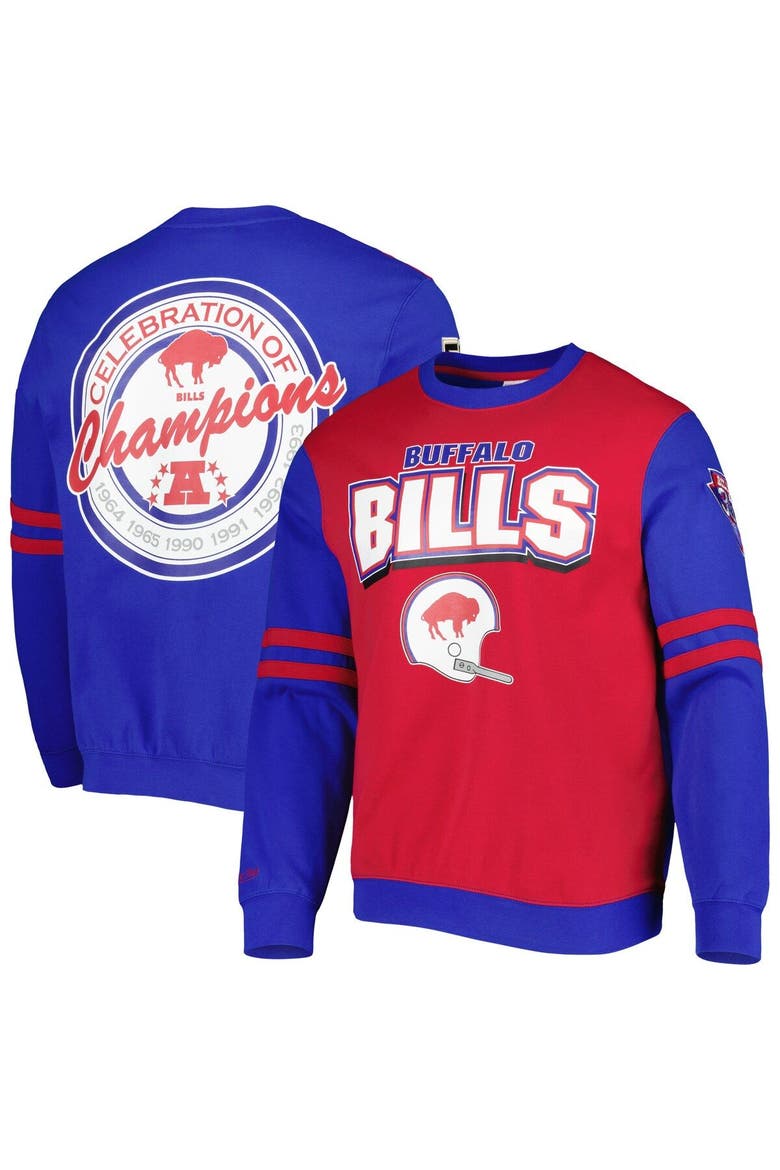 Men's Mitchell & Ness Red Buffalo Bills All Over 2.0 Pullover Sweatshirt, Main, color, Red