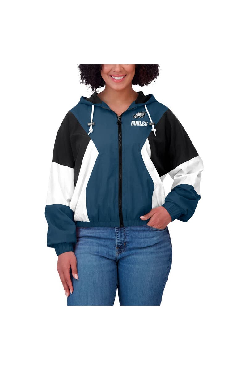 WEAR by Erin Andrews Women's WEAR by Erin Andrews  Green Philadelphia Eagles Color Block Full-Zip Windbreaker Jacket, Alternate, color, 