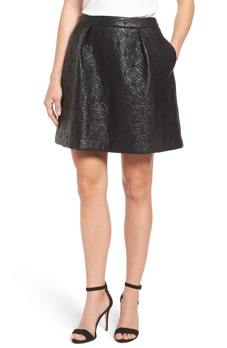 Halogen<sup>®</sup> Quilted Faux Leather Miniskirt, Main, color, 