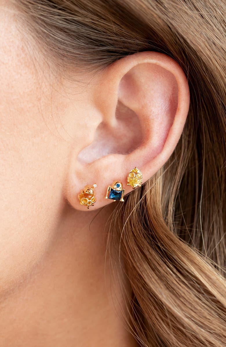 Girls Crew Star Wars R2D2 Stud Earrings, Alternate, color, Gold