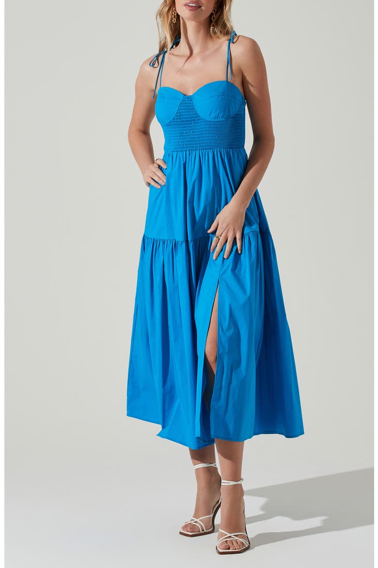 Tie Strap Smocked Bodice Sundress, Alternate, color, IBIZA BLUE