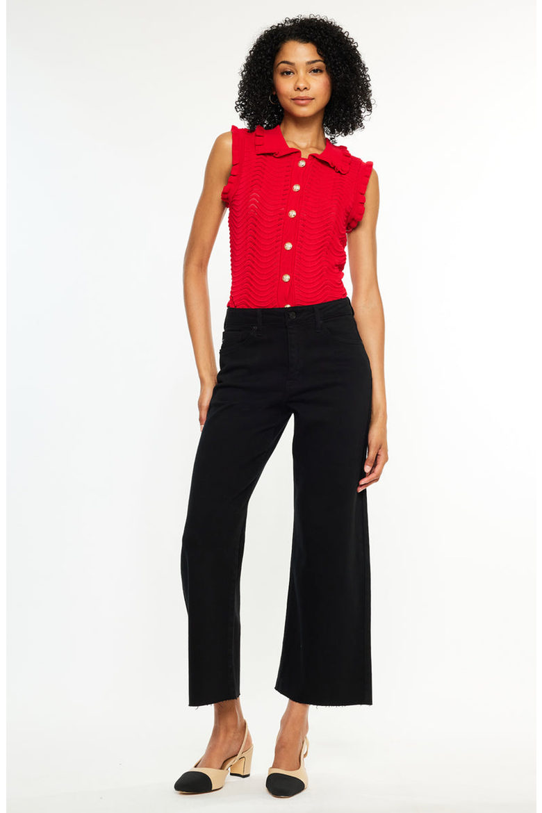 Dianella High Rise Crop Wide Leg Jeans, Alternate, color, Black