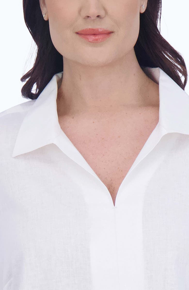 Foxcroft Agnes Three-Quarter Sleeve Linen Blend Top, Alternate, color, 