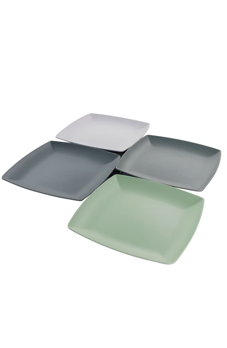 Gibson Home Grayson 4 Piece 8.5 Inch Square Melamine Dessert Plate Set, Alternate, color, Assorted