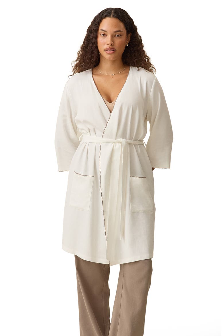 Cotton Blend Robe, Main, color, Ivory
