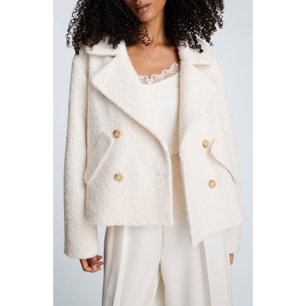 Kenneth Cole Cropped Peacoat With Flap Pockets In White