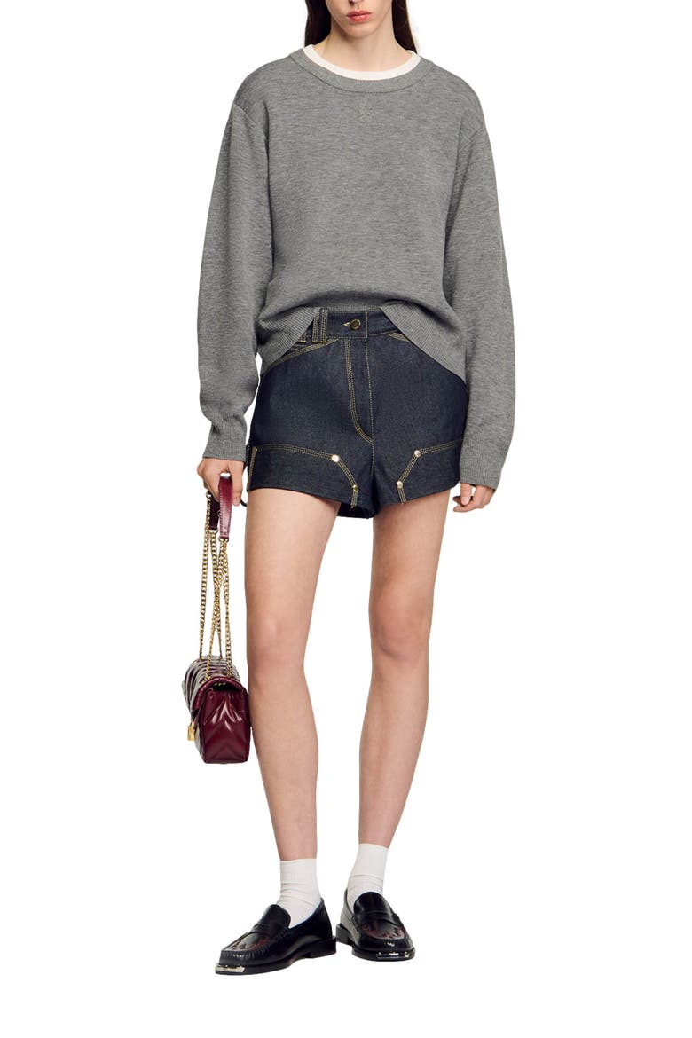 Contrast collar sweater, Alternate, color, Grey