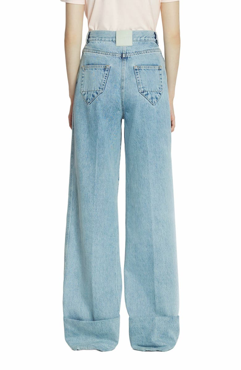 Lanvin Wide-Leg Cuffed Denim Pants, Alternate, color, 
