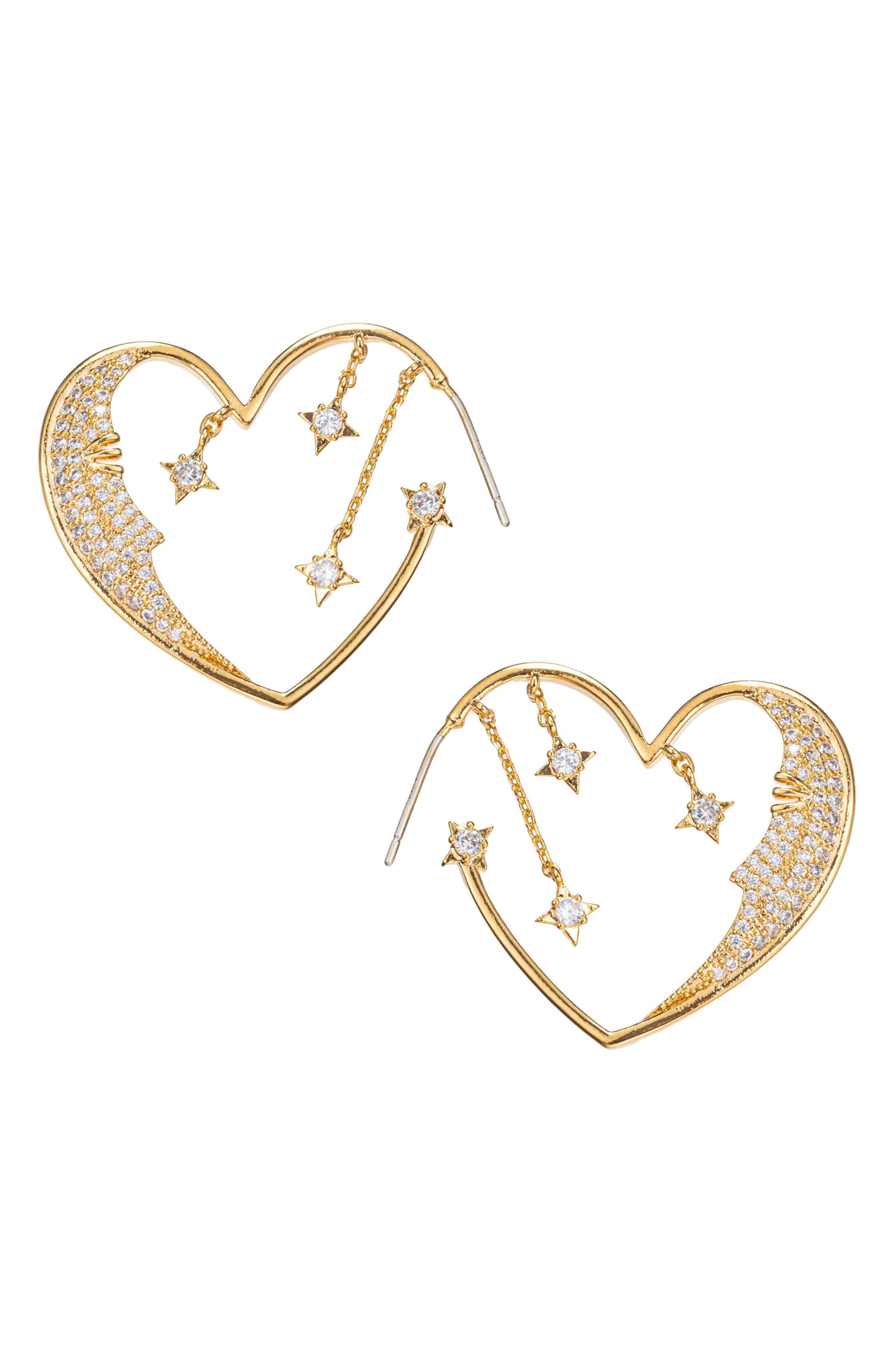 EYE CANDY LOS ANGELES Moon & Star Heart Hoop Earrings