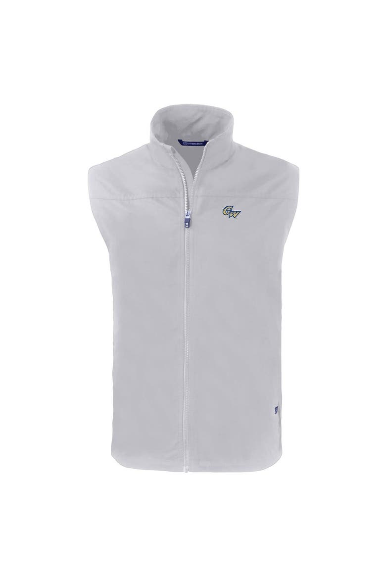 Men's Cutter & Buck  Gray George Washington University Big & Tall Charter Eco Full-Zip Vest, Alternate, color, Gray