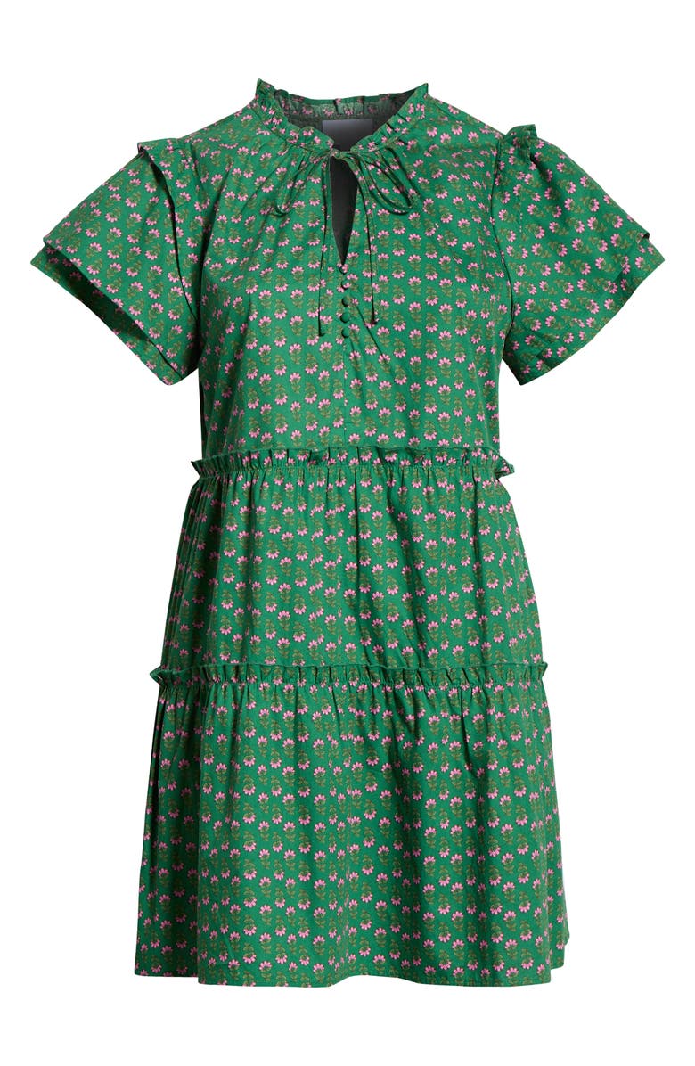 SUGARLIPS Isha Floral Print Tiered Minidress, Alternate, color, Kelly-Pink