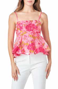 Endless Rose Floral Jacquard Peplum Top