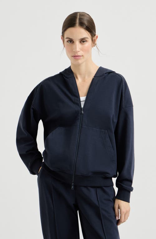 Brunello Cucinelli Lightweight French terry sweatshirt in Blue at Nordstrom, Size X-Large