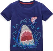 Mini Boden Kids' Shark Glow in the Dark Superstitch Cotton Graphic T-Shirt