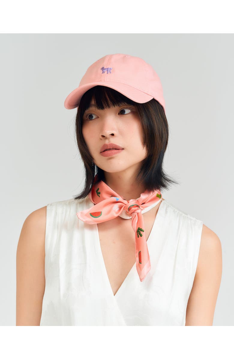 Lost Pattern "Frida's Desert Bloom" Silk Bandana Scarf, Alternate, color, Pink