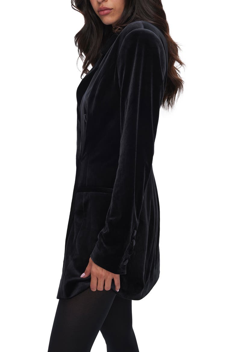 Executive Long Sleeve Velvet Blazer Dress, Alternate, color, BLACK001