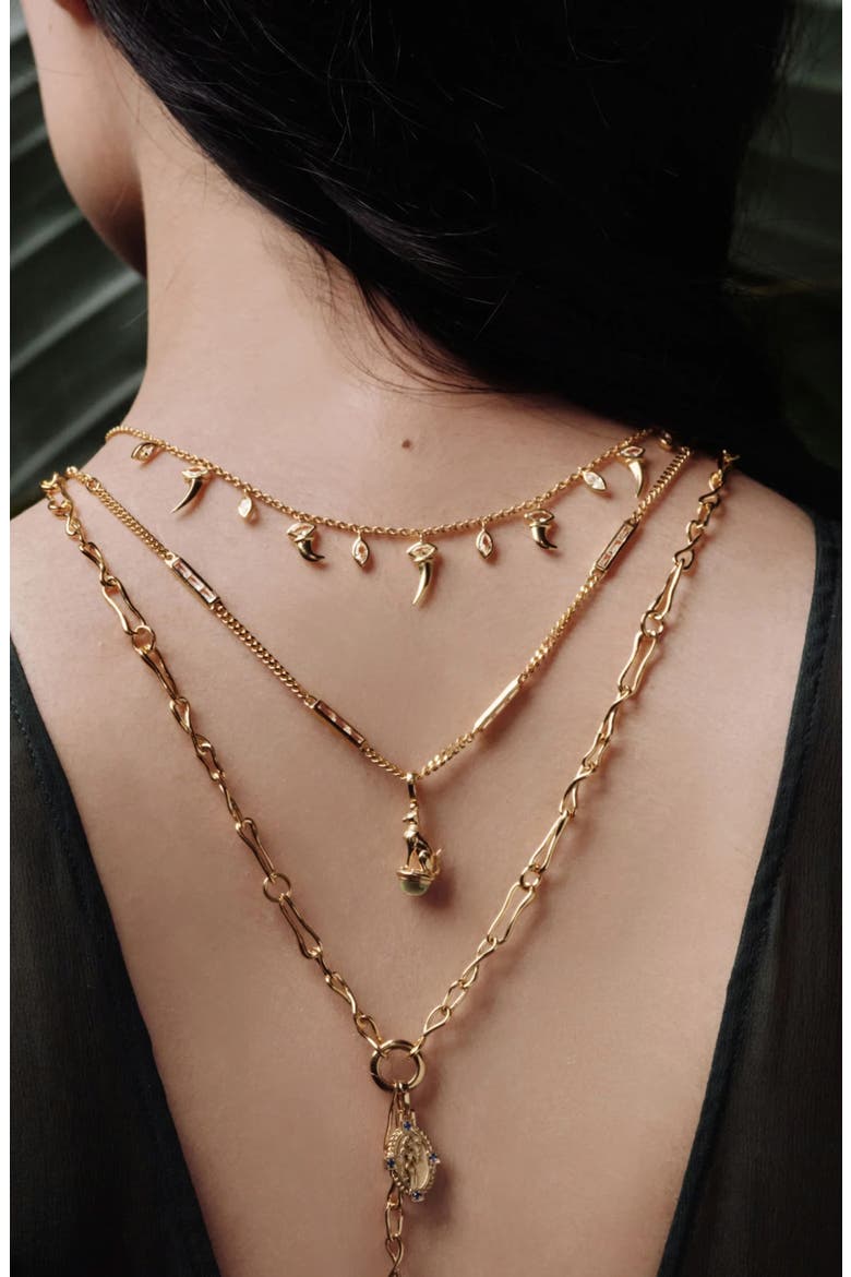 Sapphire Baguette Collar Necklace, Alternate, color, 14K GOLD VERMEIL