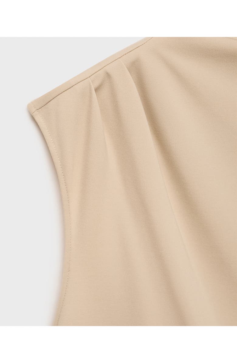 MANGO Draped Neck Sleeveless T-Shirt, Alternate, color, Sand