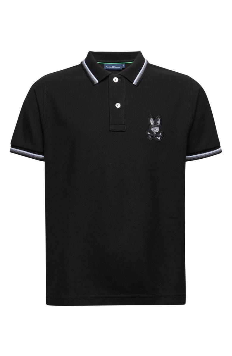 Psycho Bunny Kids' Baxter Tipped Pima Cotton Piqué Polo, Main, color, 001 Black