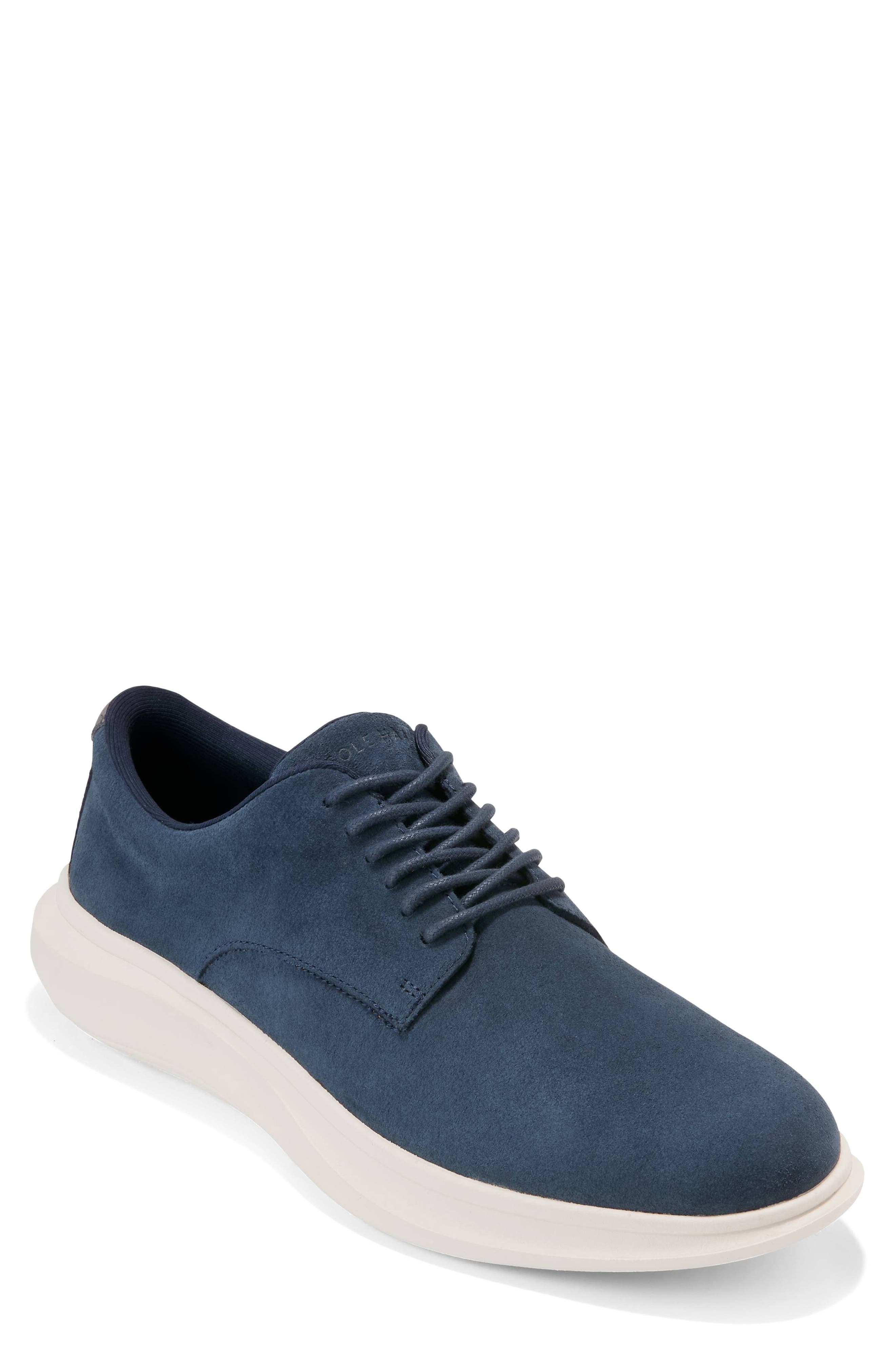 Grand Aerion Plain Toe Oxford, Main, color, NAVY BLAZER SUEDE / IVORY