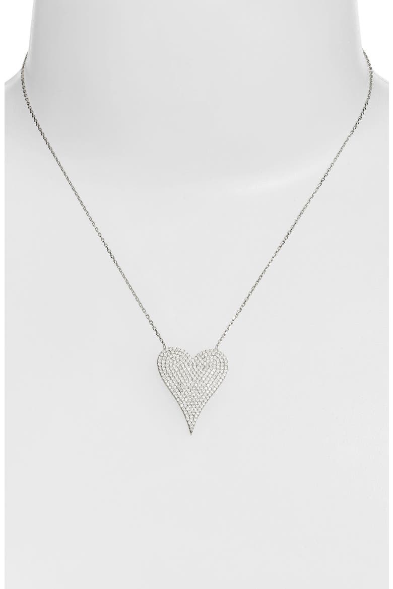 Pavé Heart Pendant Necklace, Alternate, color, SILVER