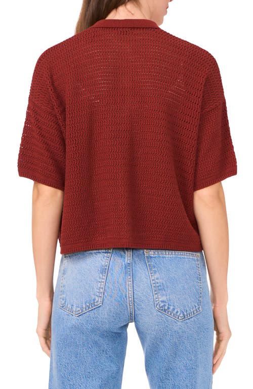 Halogenr Halogen(r) Open Stitch Button-up Polo Sweater