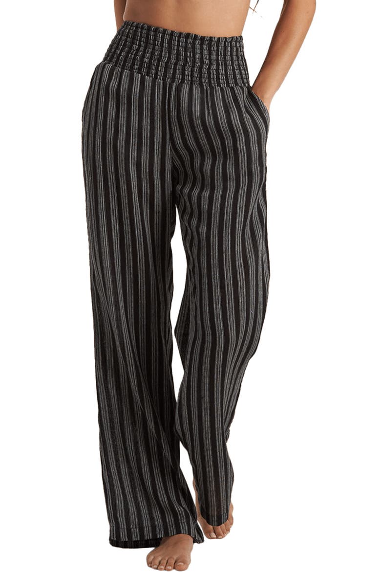 New Waves 2 Stripe Wide Leg Pants, Main, color, BLACK