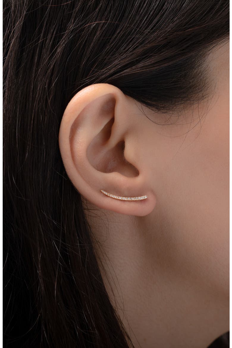 Single Diamond Ear Crawler, Alternate, color, YELLOW GOLD