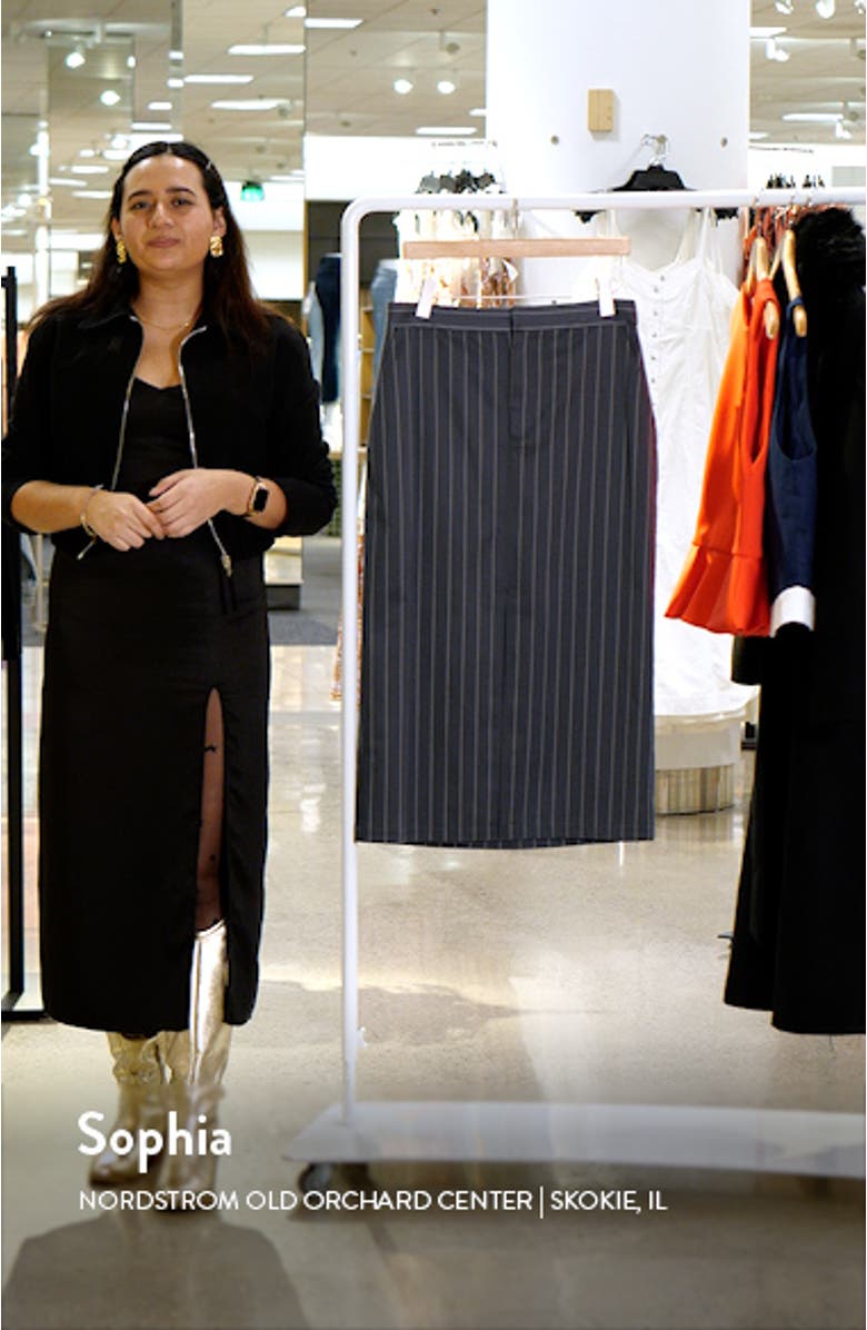 Madonna Pinstripe Midi Pencil Skirt, sales video thumbnail
