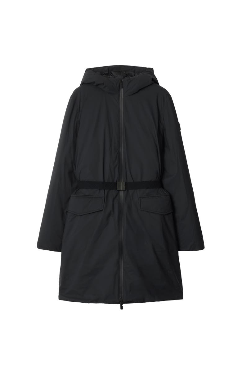 Burberry Mid-length Hooded Nylon Coat, Alternate, color, Black