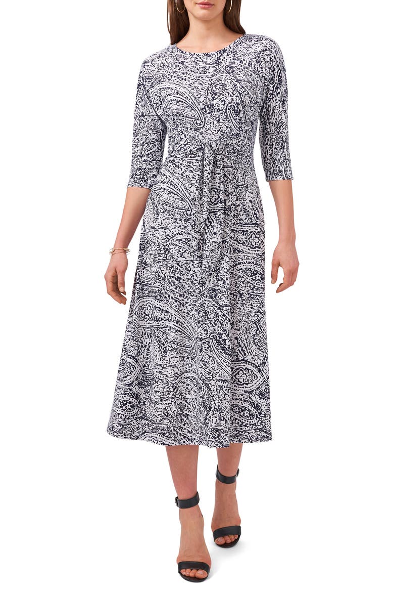 Tie Front Midi Dress, Main, color, CLASSIC NAVY