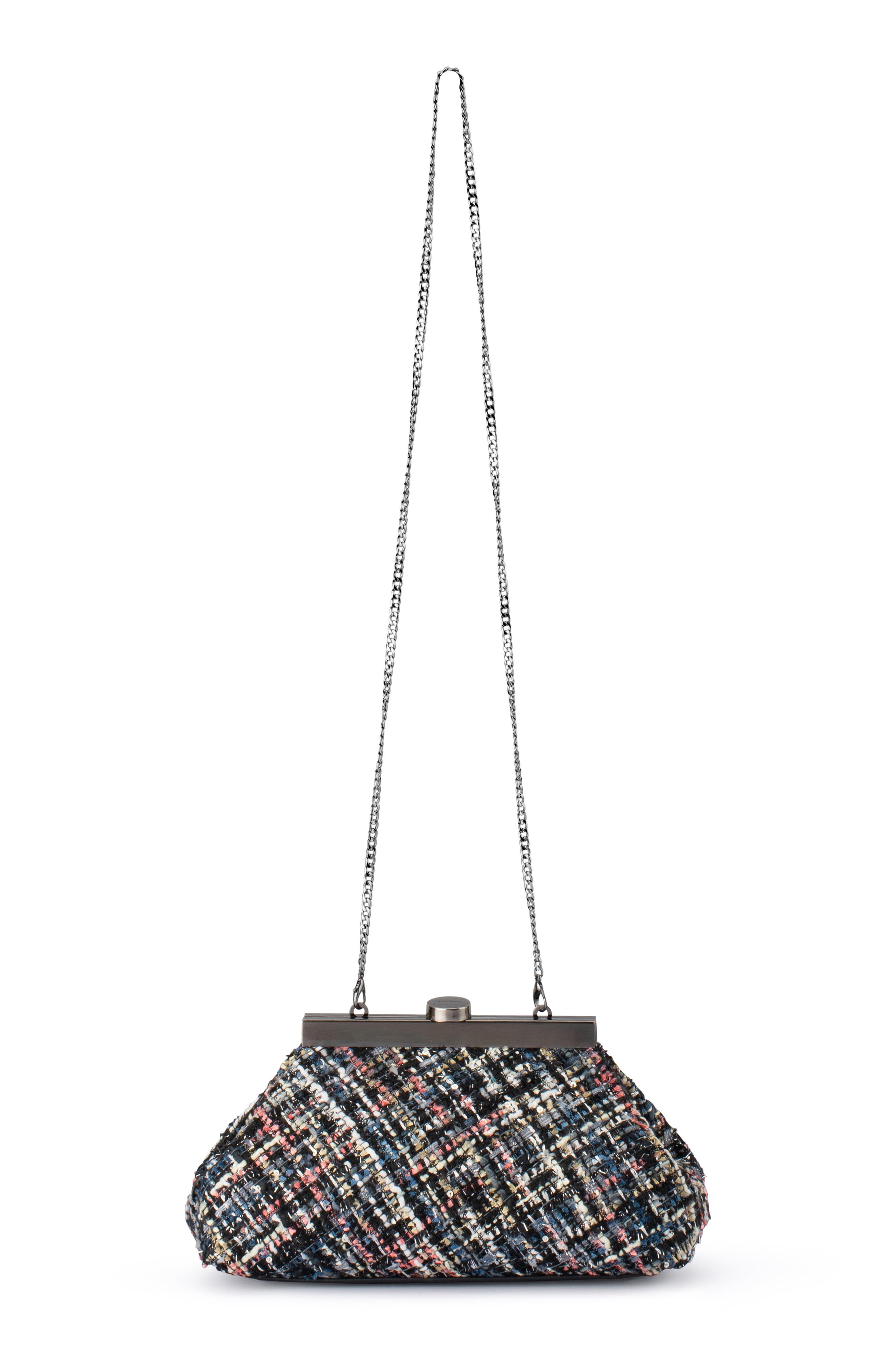 Olga Berg Mia Bouclé Clutch, Alternate, color, Black