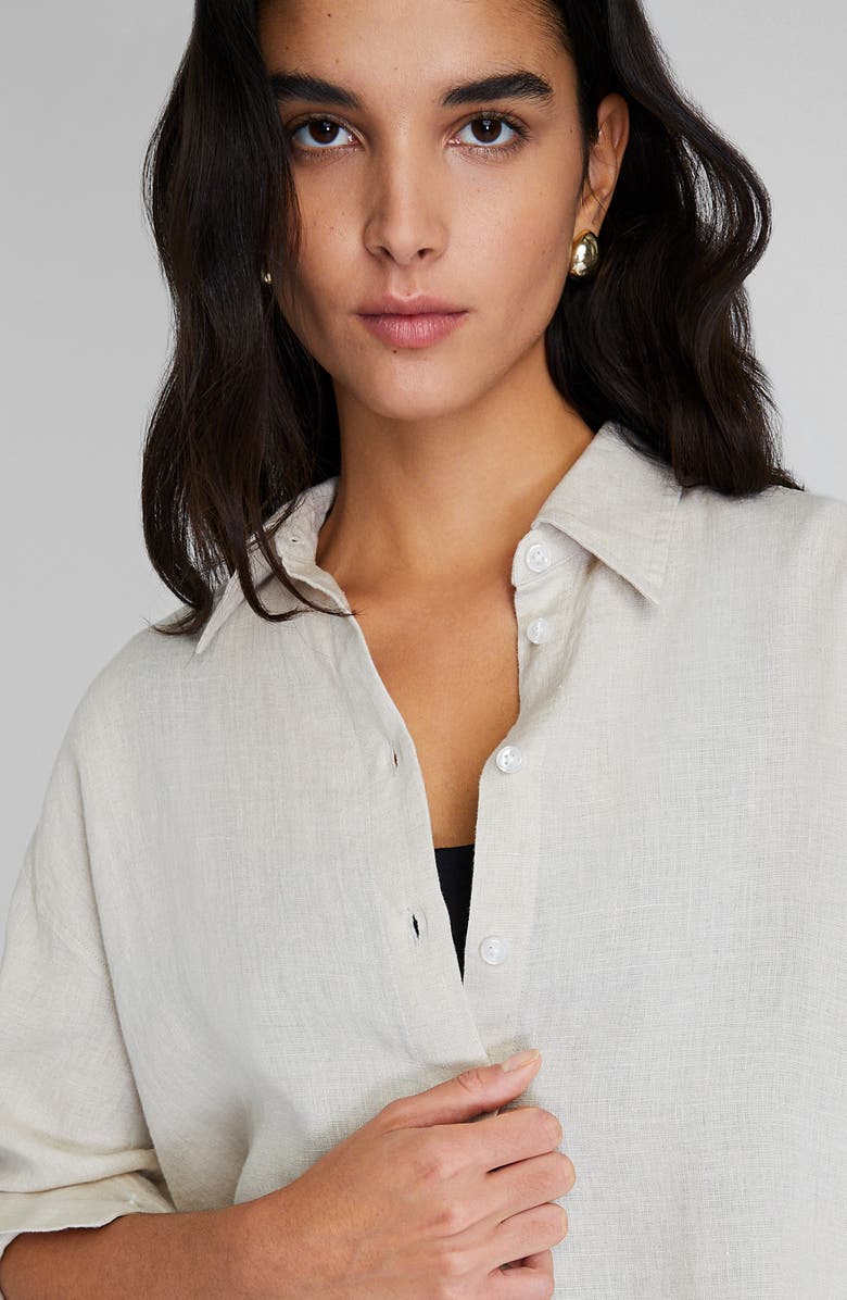 Club Monaco Front Button Linen Shirt, Alternate, color, 