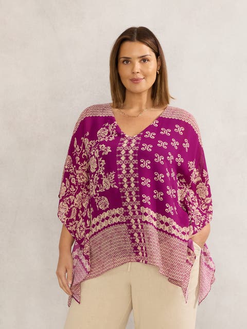 Bandana Print Chiffon V-Neck Top