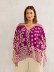 Live Unlimited Bandana Print Chiffon V-Neck Top