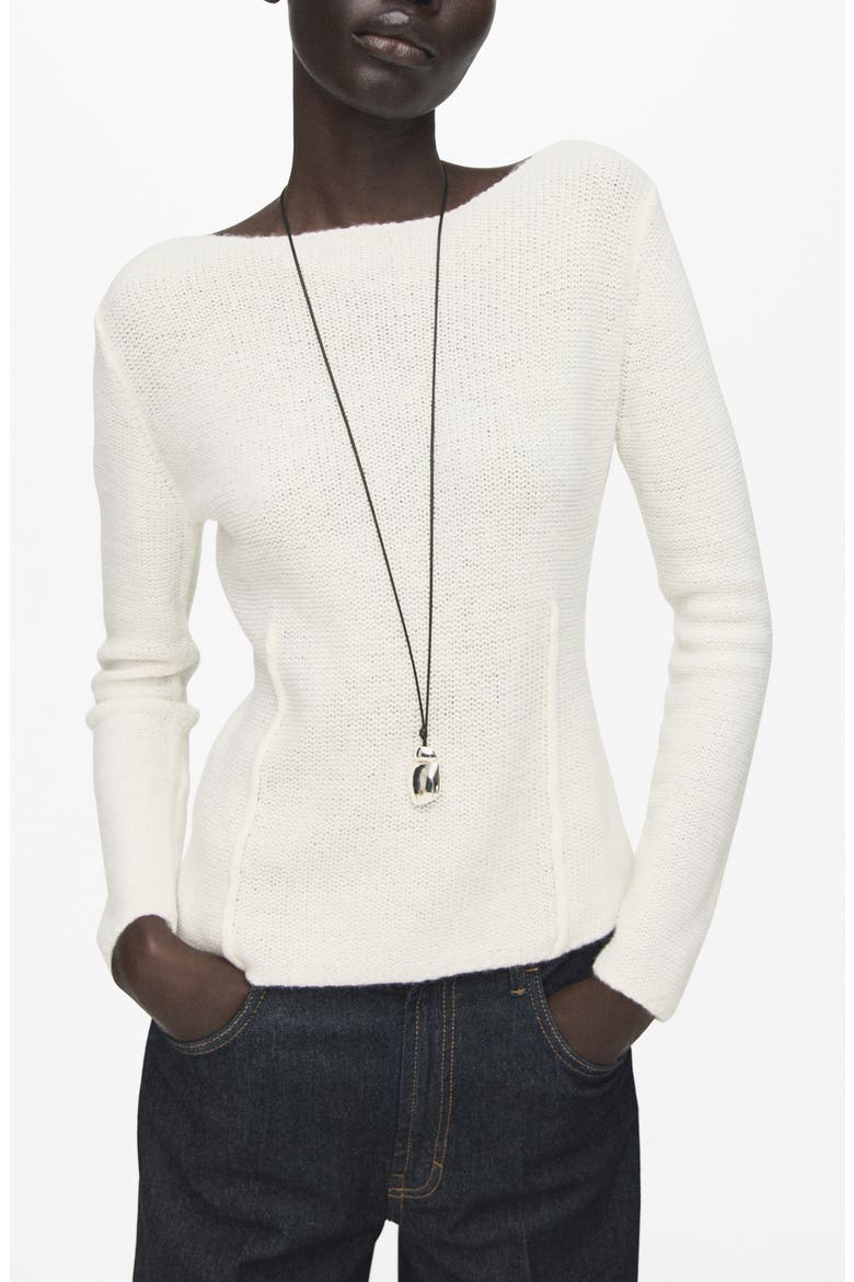 Sweater with Seam Details, Main, color, ECRU