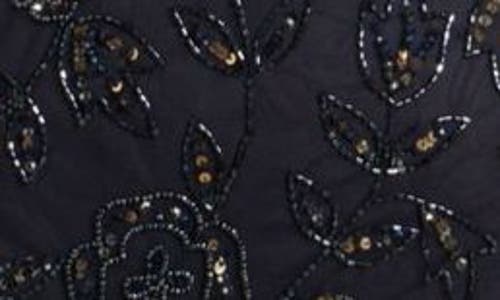 Pisarro Nights Floral Beaded Tulle Gown In Blue
