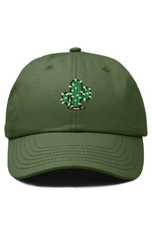 Dalix Cactus Embroidered Low Crown Cap In Olive