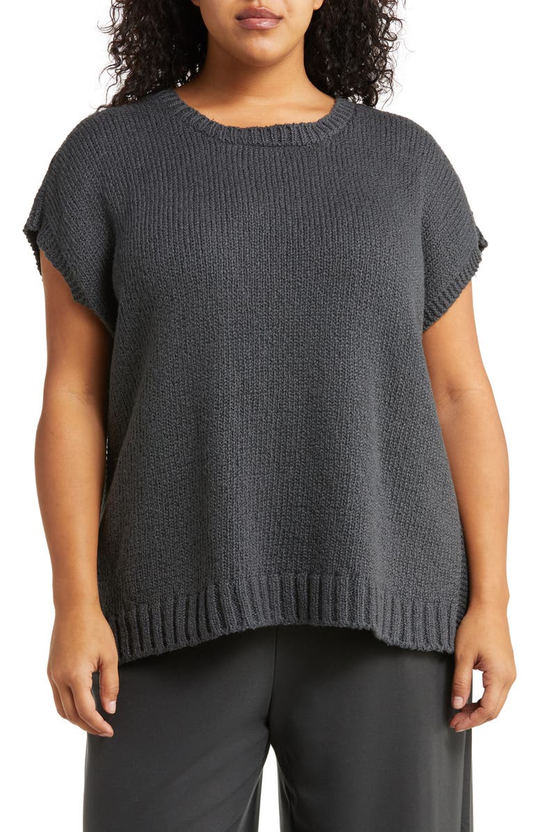 Eileen Fisher Crewneck Short Sleeve Organic Cotton Sweater, Main, color, 