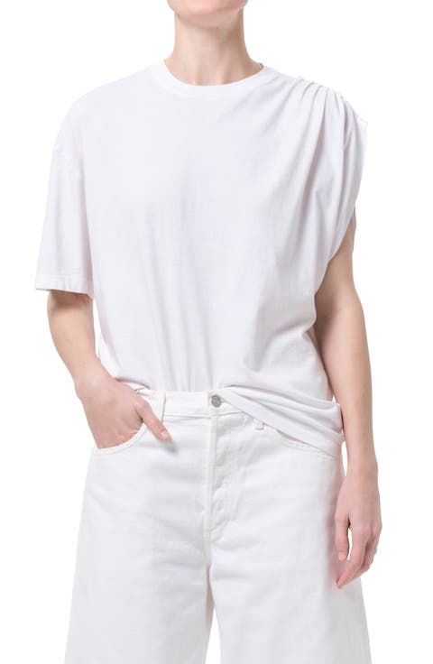 Roma Ruched Sleeve Organic Cotton T-Shirt