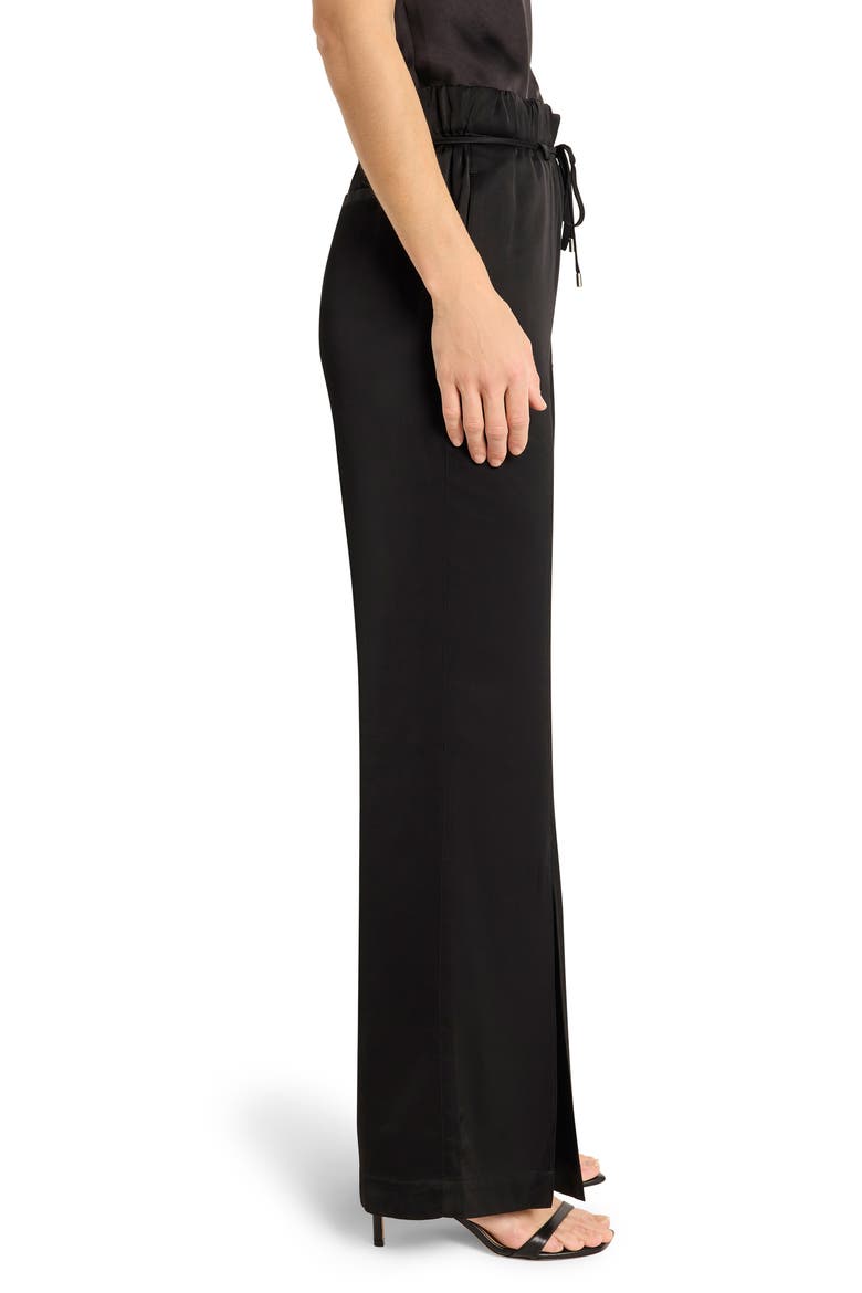 Social Edit Front Slit Satin Pants, Alternate, color, BLACK ONYX