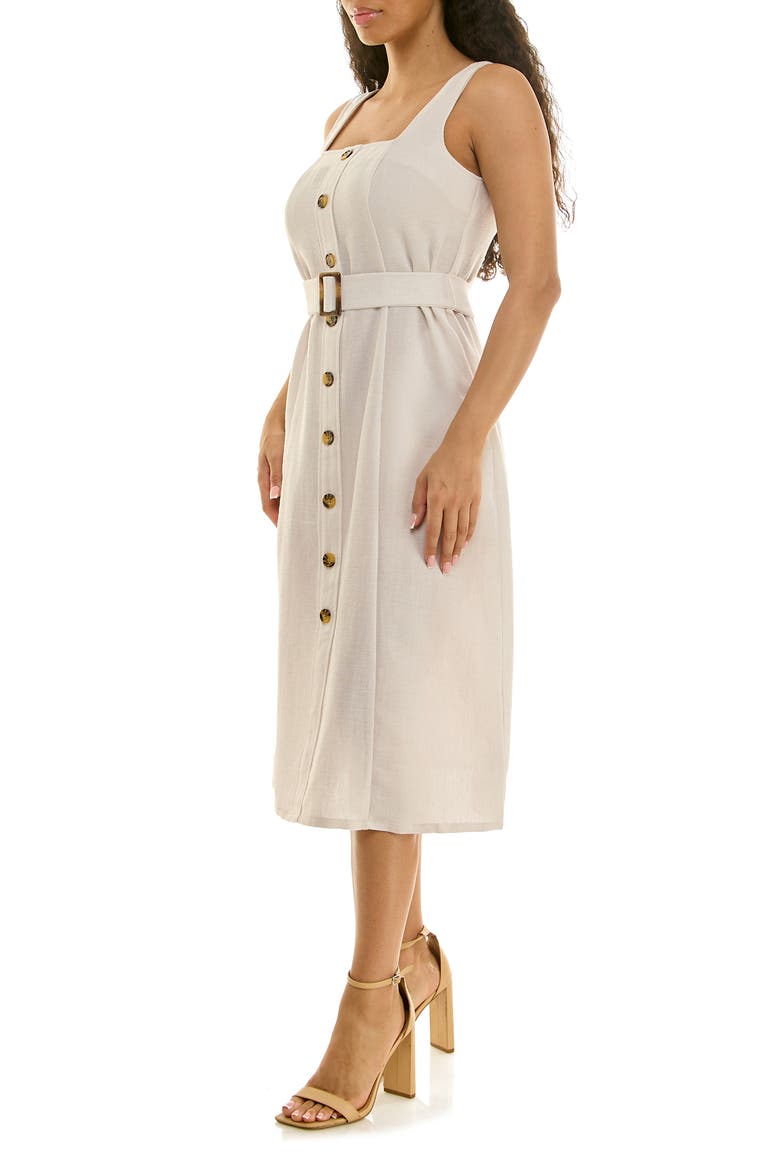 Square Neck Button Front Dress, Alternate, color, OYSTER