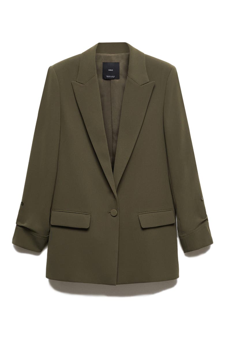 Gathered Sleeve Blazer, Alternate, color, KHAKI GREEN