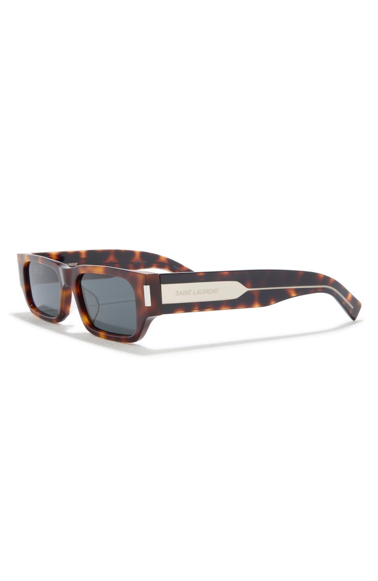 Saint Laurent 54mm Rectangular Sunglasses, Alternate, color, Havana Crystal Black