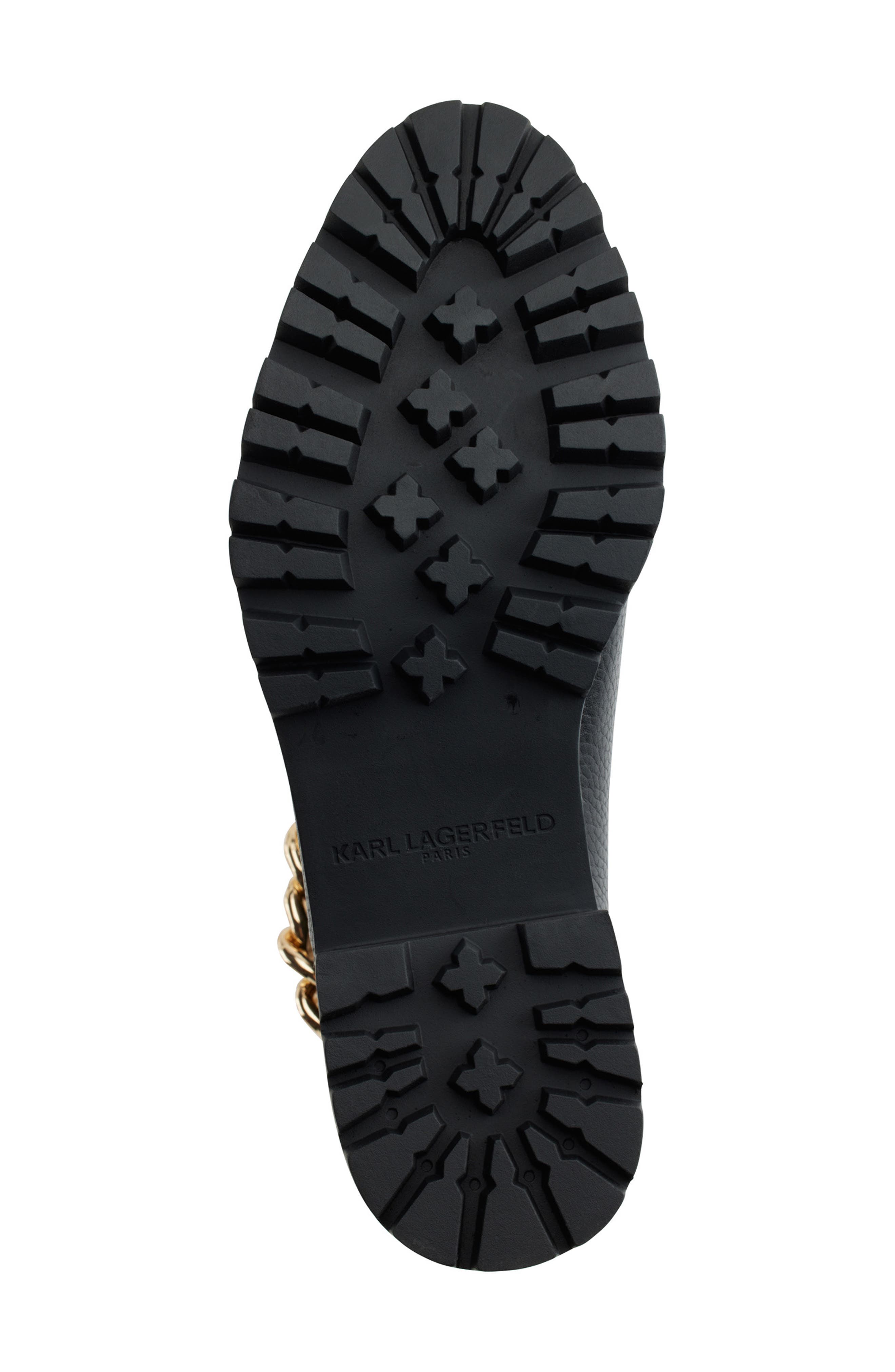Porshay Lug Sole Bootie, Alternate, color, BLACK GOLD CHAIN
