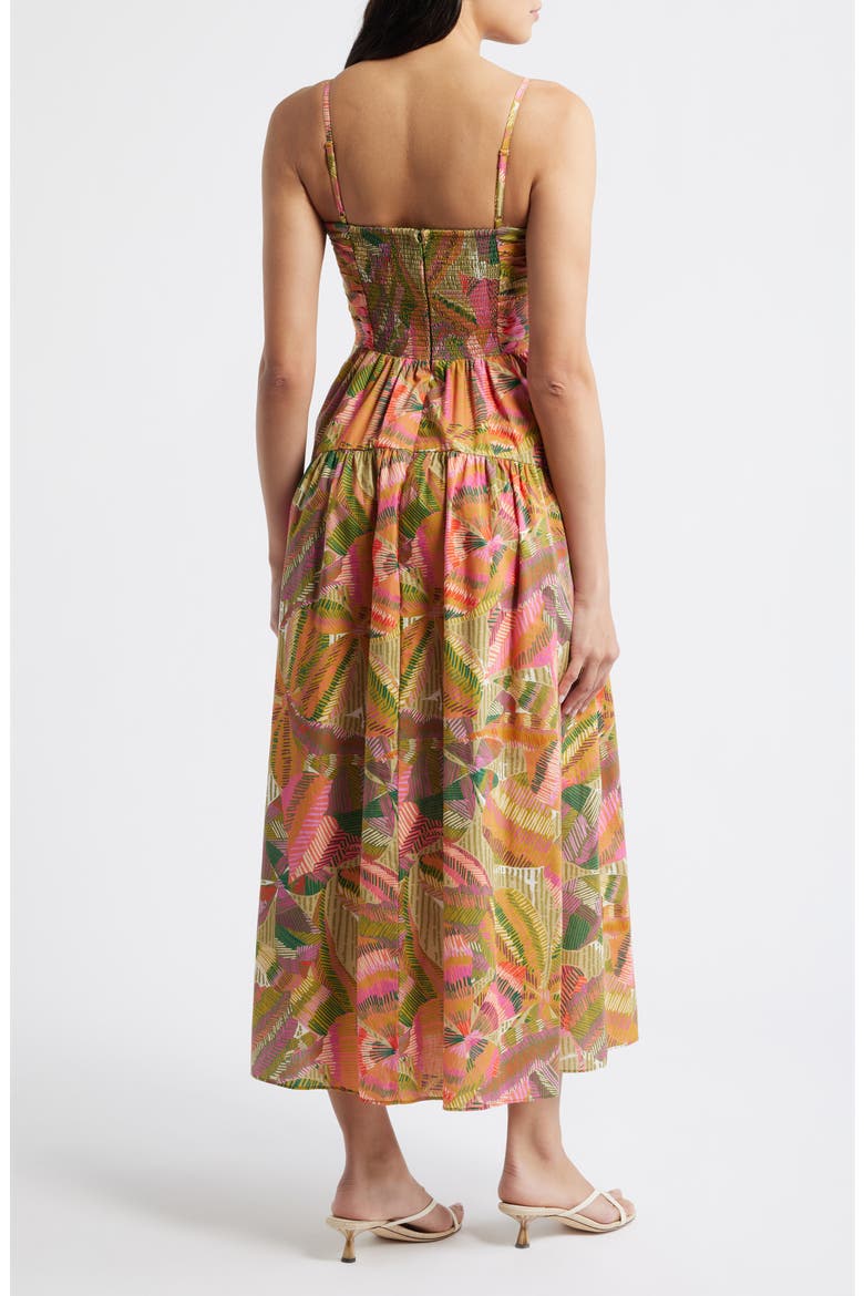 Pleated Cotton Poplin Maxi Sundress, Alternate, color, GREEN MULT
