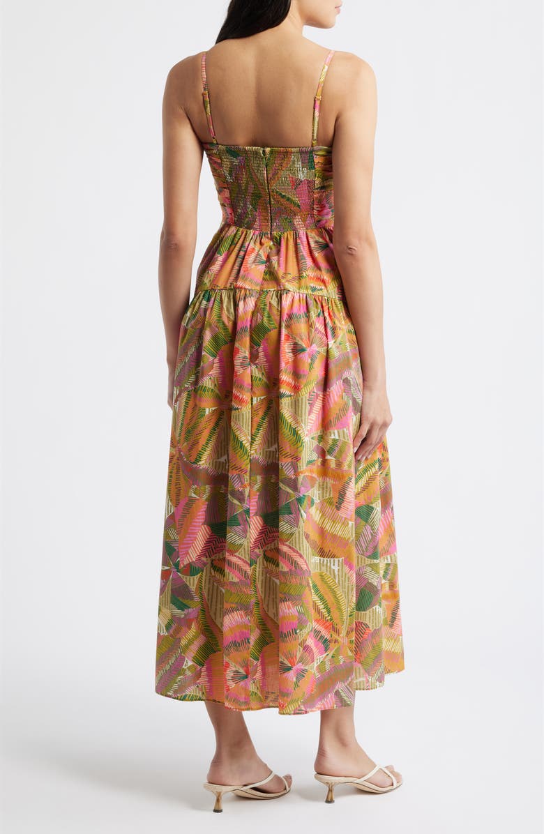 Vince Camuto Pleated Cotton Poplin Maxi Sundress, Alternate, color, Green Mult