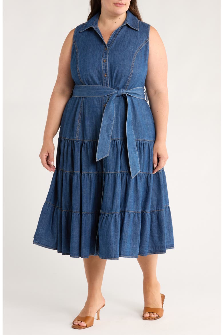JASON WU Sleeveless Tiered Denim Shirtdress (Women)