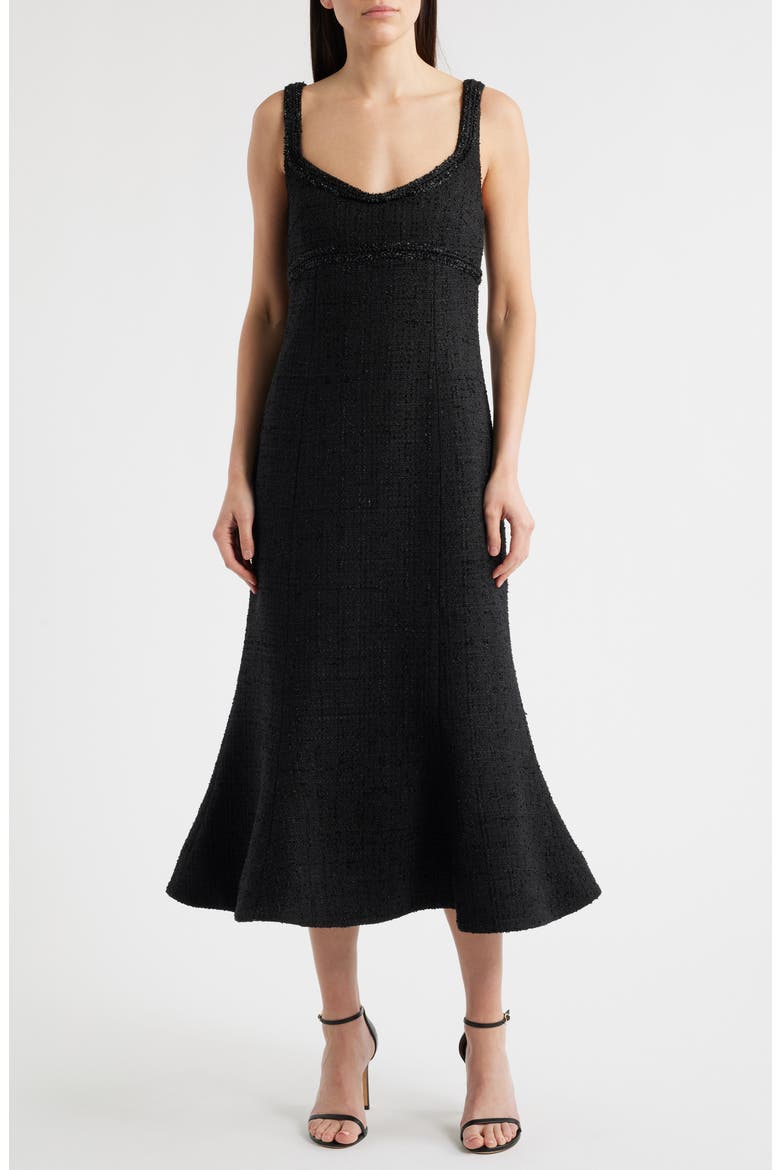 Shoshana Metallic Tweed Cocktail Dress, Main, color, BLACK